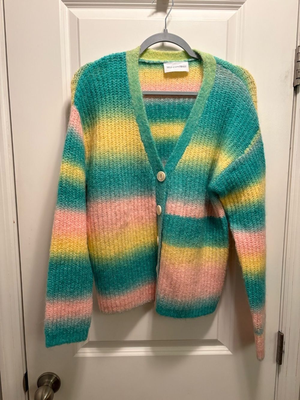 Self Contrast Striped Ombré Gradient Cardigan NWOT Anthropologie